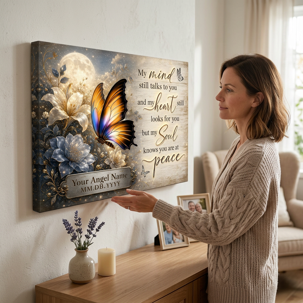 Personalized Memorial Butterfly Canvas Wall Art Sympathy Gift for Loss of Loved One - Image 4
