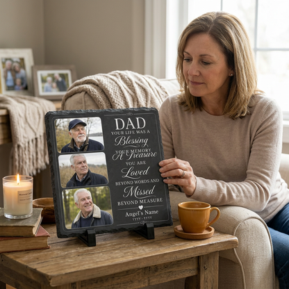 Personalized Dad Memorial Photo Slate Garden Stone, Father Remembrance Gift - Image 4 | VNMGSREPR1-6IN-EHIEU_AI_0433 VNMGSREPR1-8IN-EHIEU_AI_0433