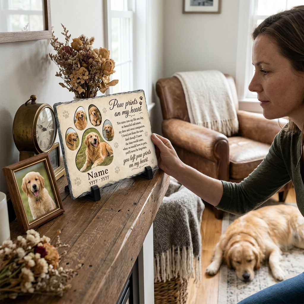 Personalized Dog Photo Memorial Garden Stone – Pet Loss Remembrance Slate - Image 4 | VNMGSREPR1-6IN-EHIEU_AI_0443 VNMGSREPR1-8IN-EHIEU_AI_0443