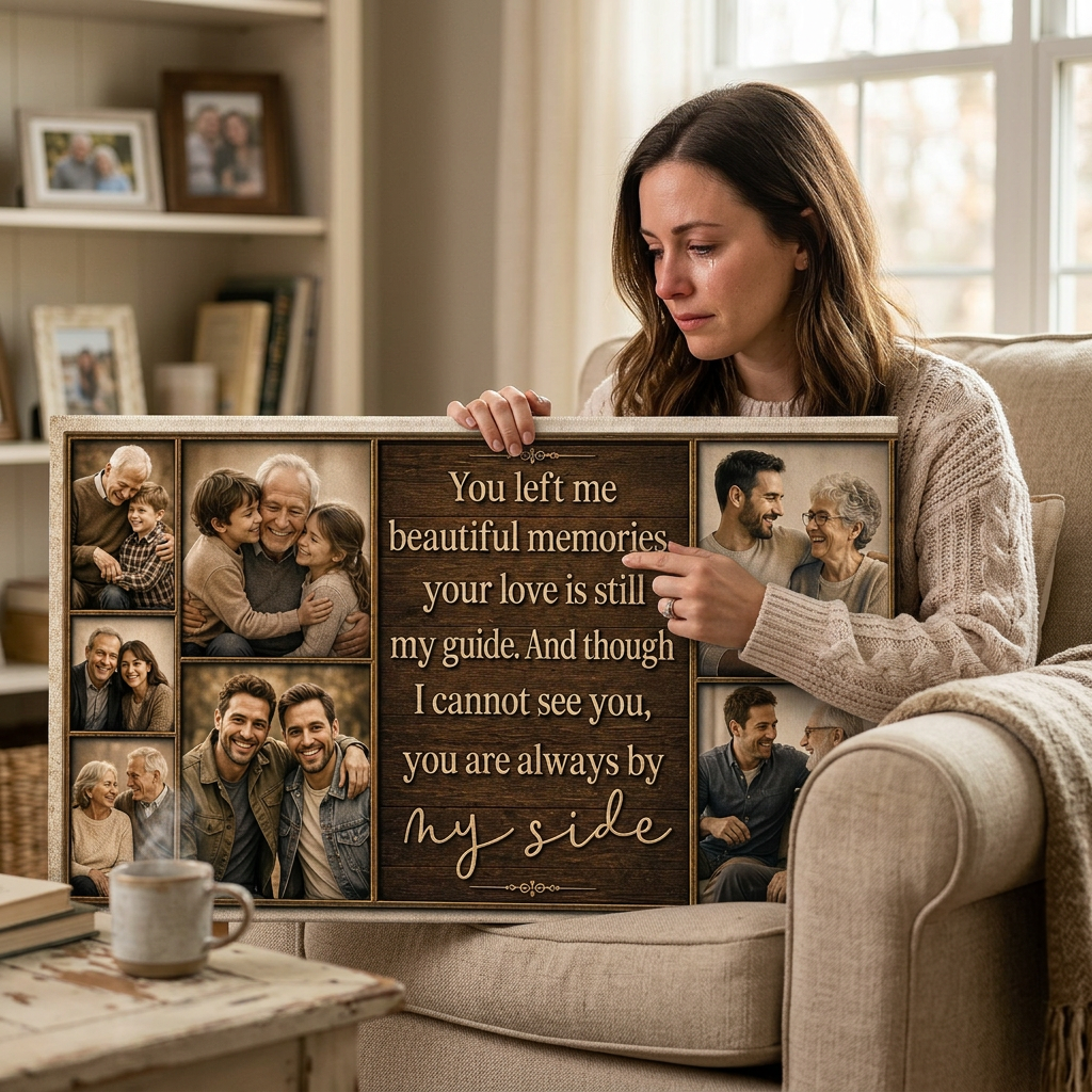 Personalized Loss of Dad Memorial Photo Collage Wall Canvas Custom Family Keepsake Gift - Image 4