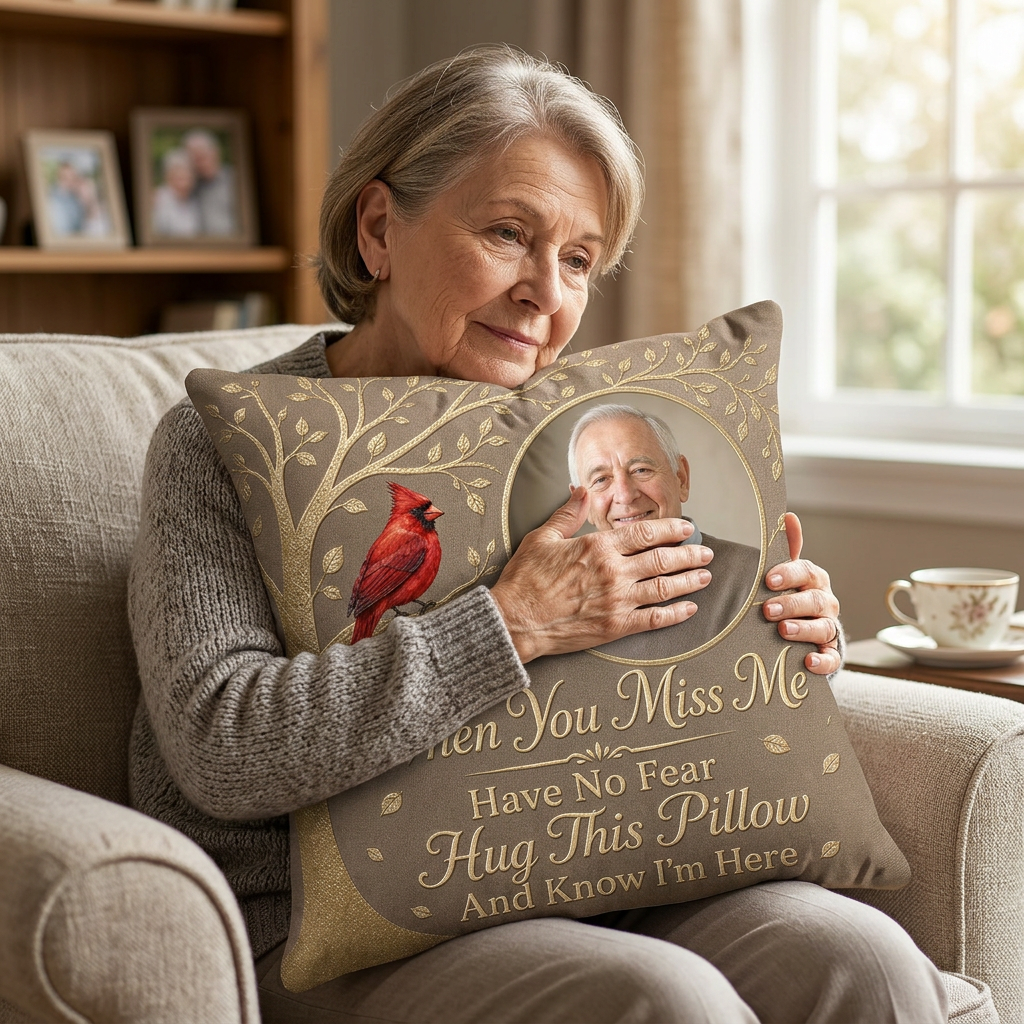 Personalized Memorial Photo Pillow with Cardinal - Remembrance Sympathy Gift for Loss of Loved One - Image 4