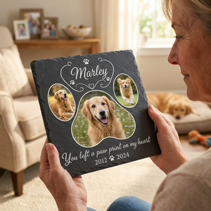 Personalized Dog Memorial Garden Stone – Paw Print Pet Loss Gift with Photo - Image 4