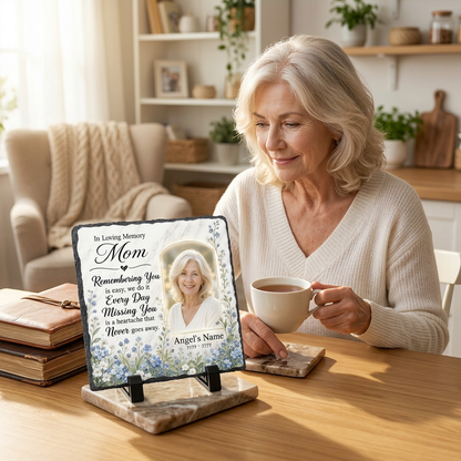 Personalized Mom Memorial Slate Garden Stone With Photo for Loss of Mom Gift - Image 4 | VNMGSREPR1-6IN-EHIEU_AI_0454 VNMGSREPR1-8IN-EHIEU_AI_0454