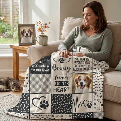Personalized Pet Memorial Photo Fleece Blanket - Dog Loss Remembrance Gift for Pet Owners - Image 4