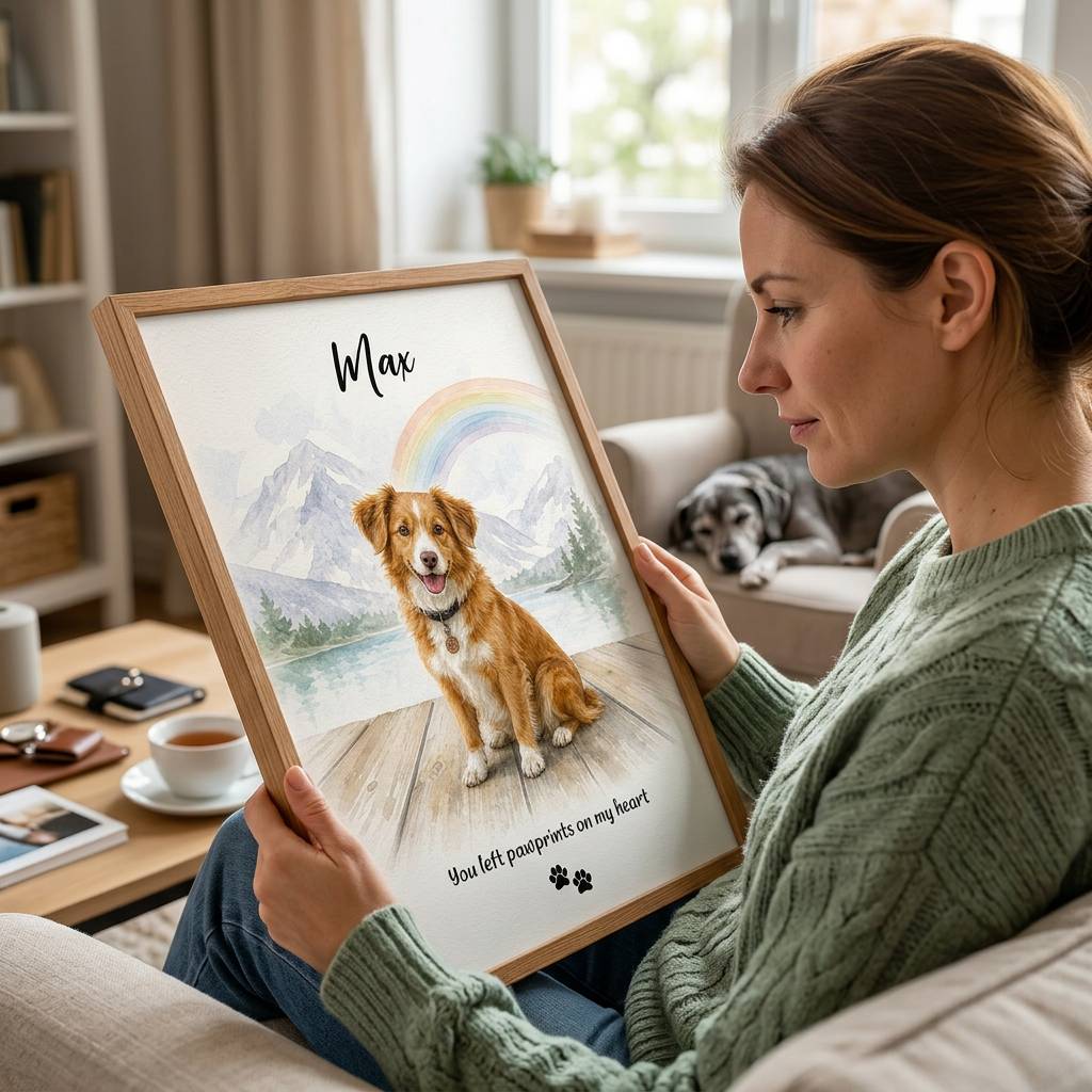 Personalized Pet Memorial Wall Canvas Rainbow Bridge Dog Remembrance Gift - Image 4