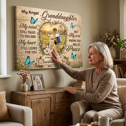 Personalized Loss of Granddaughter Memorial Canvas Wall Art Sympathy Gift - Image 4