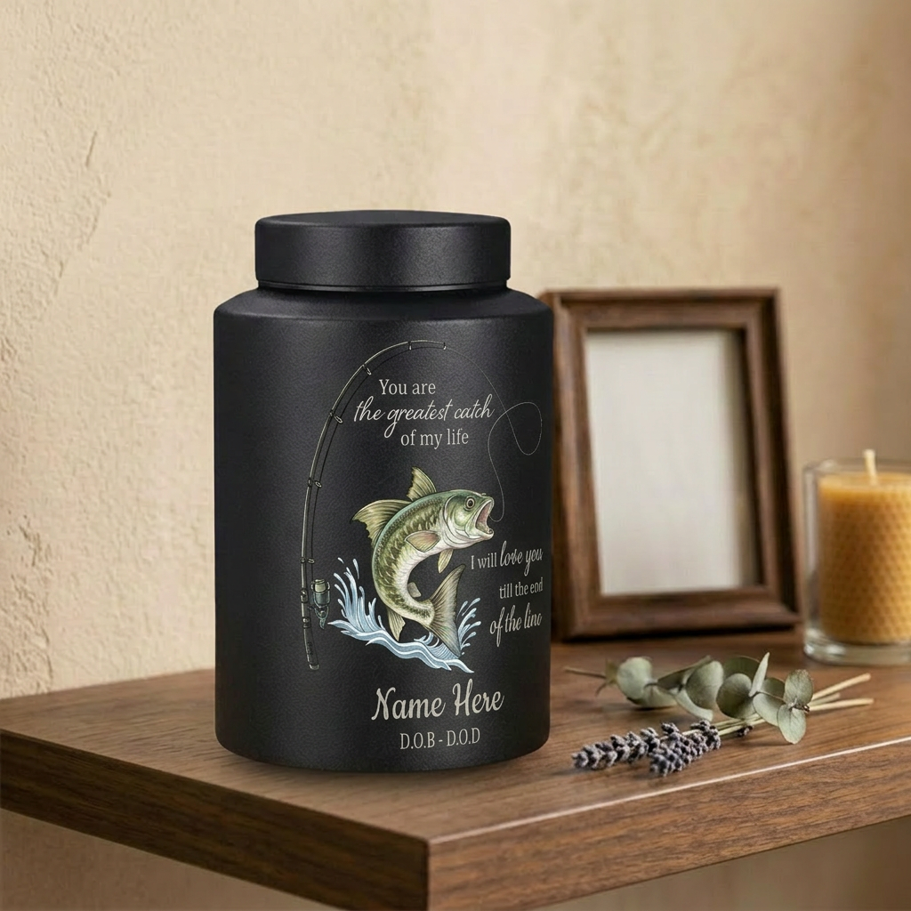 Personalized Bass Fishing Stainless Steel Large Urns For Human Ashes, Husband Fisherman Angler Tribute, Greatest Catch Of My Life, Memorial Keepsake Urn, Memorial Gift, In Loving Memory - Image 4