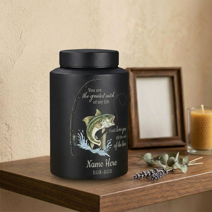 Personalized Bass Fishing Stainless Steel Large Urns For Human Ashes, Husband Fisherman Angler Tribute, Greatest Catch Of My Life, Memorial Keepsake Urn, Memorial Gift, In Loving Memory - Image 4