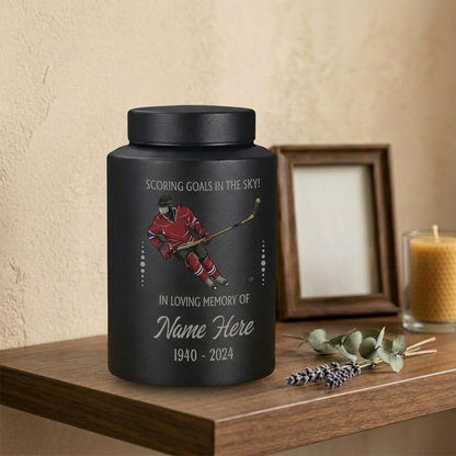 Personalized Ice Hockey UV Printed Stainless Steel Sports Fan Player Loss Funeral Ashes Display For Home Mantel Large And Small Memorial Keepsake Urn, Memorial Gift, In Loving Memory - Image 4
