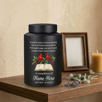 Personalized Book Lover Reading in Heaven Stainless Steel Urn, Adult Female Ashes Bereavement, 2 Sizes Silver Black Gold Red, Memorial Keepsake Urn, Memorial Gift, In Loving Memory - Image 4