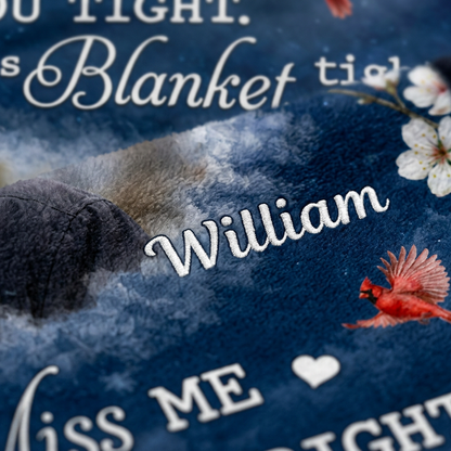 Personalized Hugs From Heaven Memorial Photo Fleece Blanket - Loss of Father Sympathy Gift - Image 5