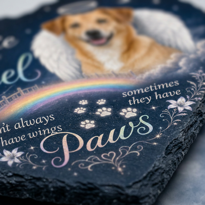Personalized Dog Memorial Garden Stone Heart Shaped Angel Paws Photo Gift - Image 5 | VNMGSREPR1-6IN-EHIEU_AI_0422 VNMGSREPR1-8IN-EHIEU_AI_0422