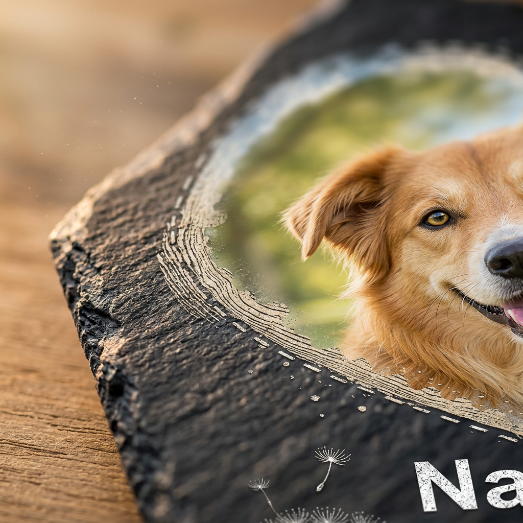 Personalized Dog Memorial Photo Rock Slate Garden Stone – Pet Loss Gift - Image 5 | VNMGSREPR1-6IN-EHIEU_AI_0453 VNMGSREPR1-8IN-EHIEU_AI_0453
