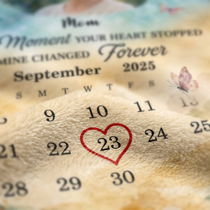 Personalized Memorial Photo Calendar Fleece Blanket for Loss of Mom, Mother Remembrance Gift - Image 5