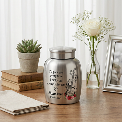 Personalized Guitar Stainless Steel Cremation Urn for Husband Wife Partner Music Lover Musician Loved One Large or Small Memorial Keepsake Urn, Memorial Gift, In Loving Memory - Image 5