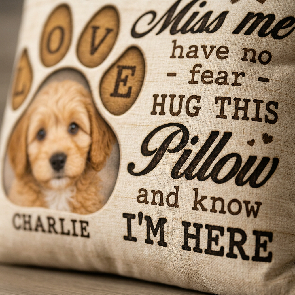 Personalized Pet Memorial Photo Pillow, Hug This Pillow And Know I'm Here, Dog Loss Sympathy Gift - Image 5