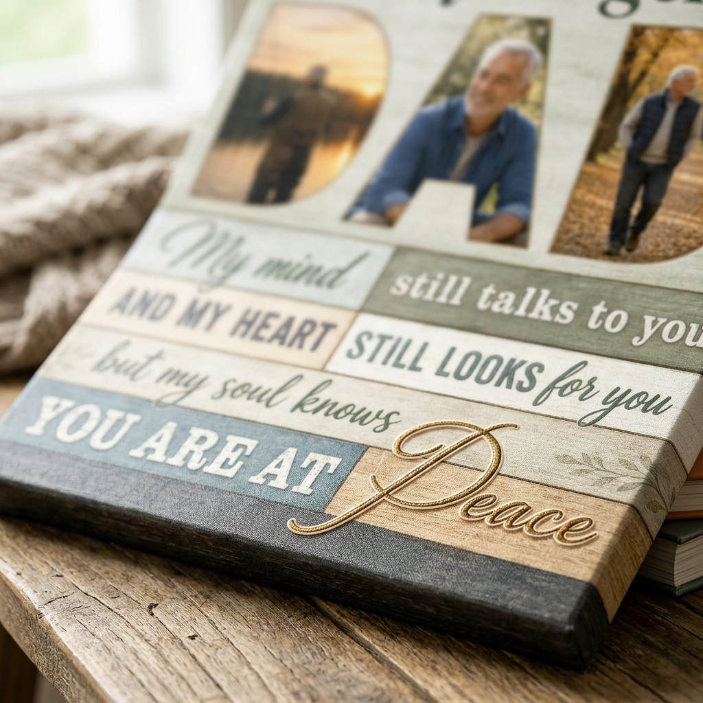 Personalized Dad Angel Memorial Canvas Photo Print for Loss of Father - Image 5