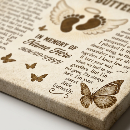 Personalized Miscarriage Memorial Canvas Pregnancy Loss Wall Art Butterfly Baby Remembrance Gift - Image 5