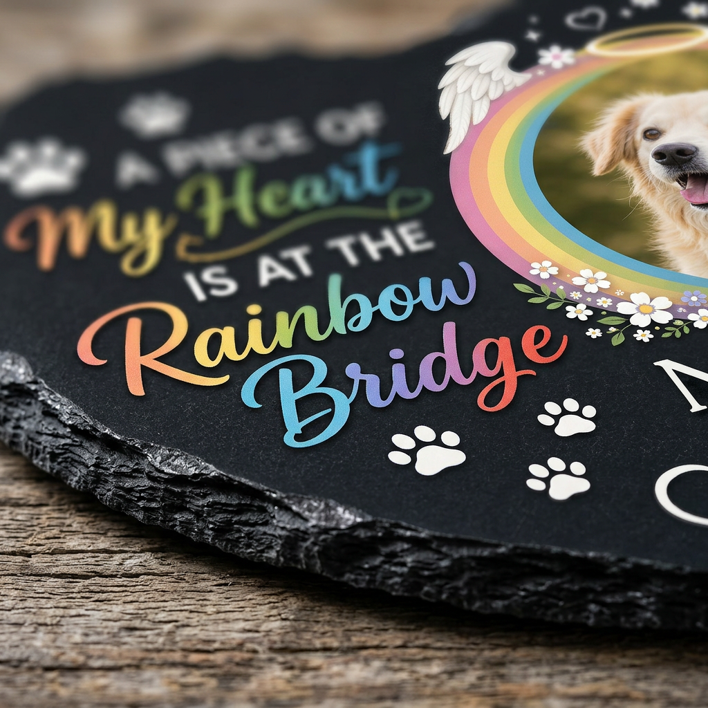 Personalized Rainbow Bridge Pet Memorial Garden Stone with Photo, Dog Loss Gift - Image 5 | VNMGSREPR1-6IN-EHIEU_AI_0464 VNMGSREPR1-8IN-EHIEU_AI_0464