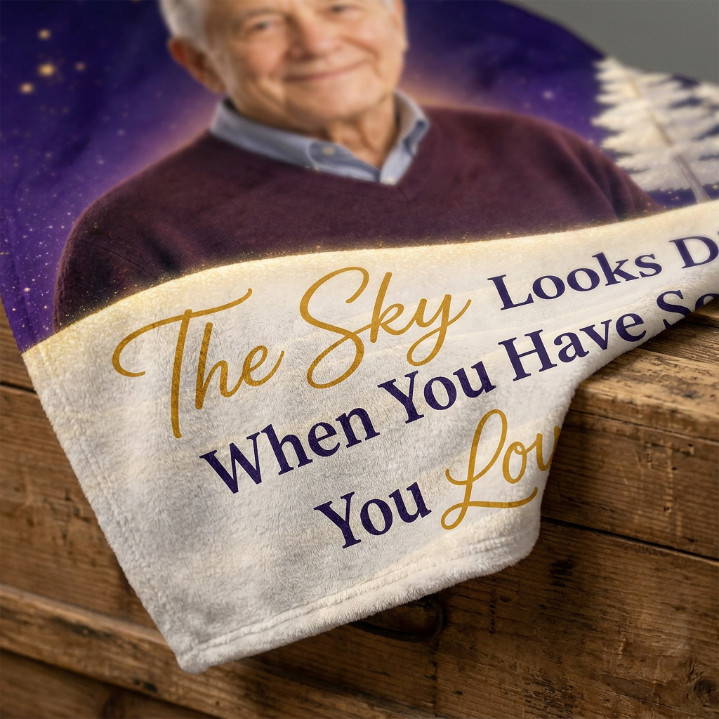 Personalized Memorial Photo Fleece Blanket - Sky Looks Different Loss of Loved One Gift - Image 5