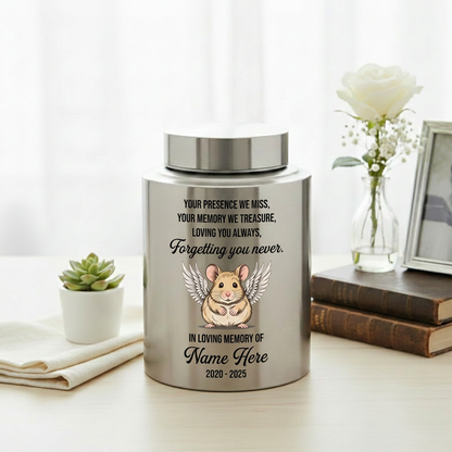 Personalized Hamster Guinea Pig Pet Stainless Steel Cremation Urn Small Animal Ashes Container Bereavement Sympathy Present Large or Small Memorial Keepsake Urn, Memorial Gift, In Loving Memory - Image 5