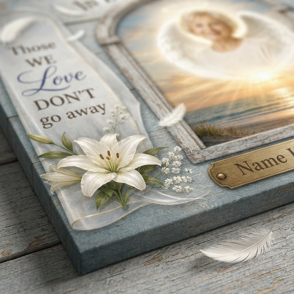 Personalized In Memory Angel Wings Memorial Wall Canvas Sympathy Gift For Loss Of A Loved One - Image 5