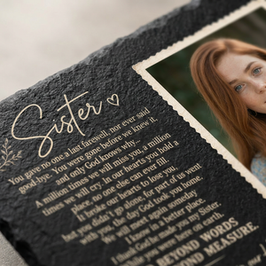 Personalized Sister Memorial Garden Stone – Photo Slate Plaque Gift for Loss of Sister - Image 5