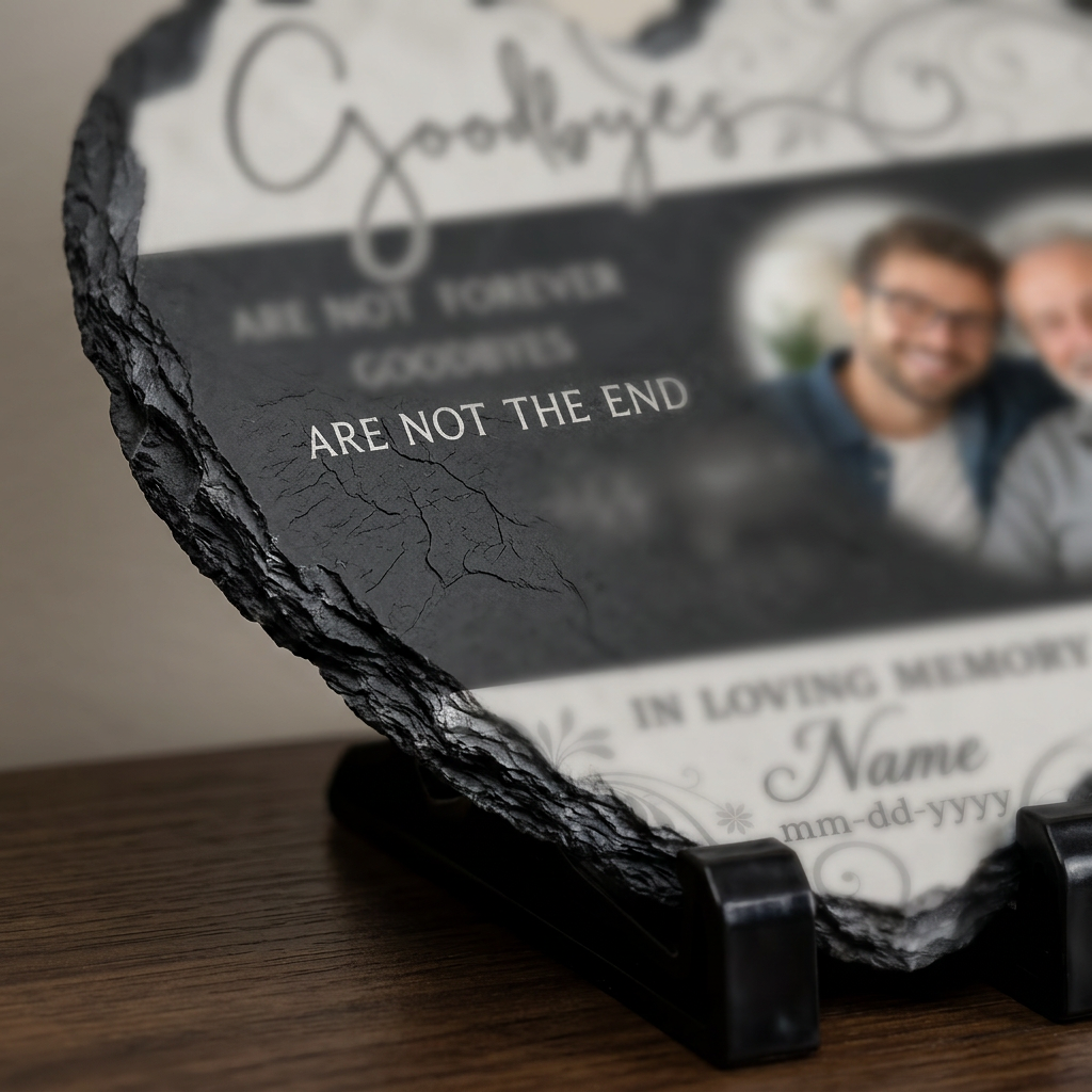 Personalized Heart-Shaped Memorial Slate with Photo – In Loving Memory Gift - Image 5 | VNMGSREPR1-6IN-EHIEU_AI_0442 VNMGSREPR1-8IN-EHIEU_AI_0442