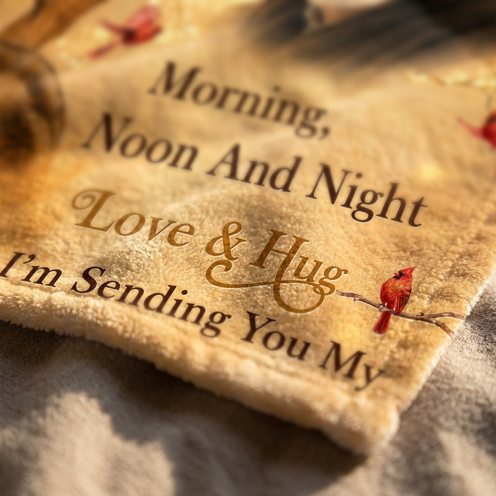 Personalized Photo Memorial Fleece Blanket - A Hug From Heaven Cardinal Sympathy Gift - Image 5