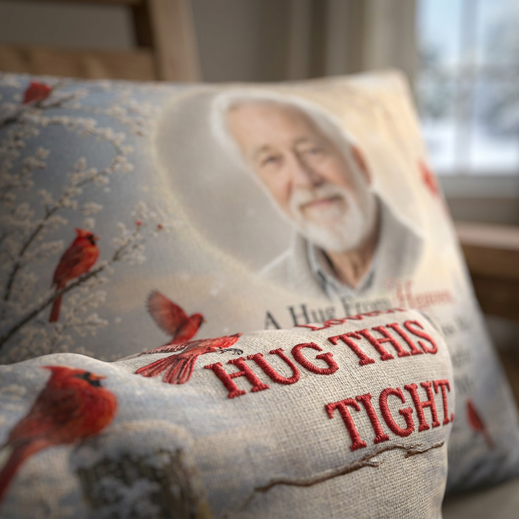 Personalized Photo Memorial Pillow, A Hug From Heaven Keepsake Sympathy Gift for Loss of a Loved One - Image 5