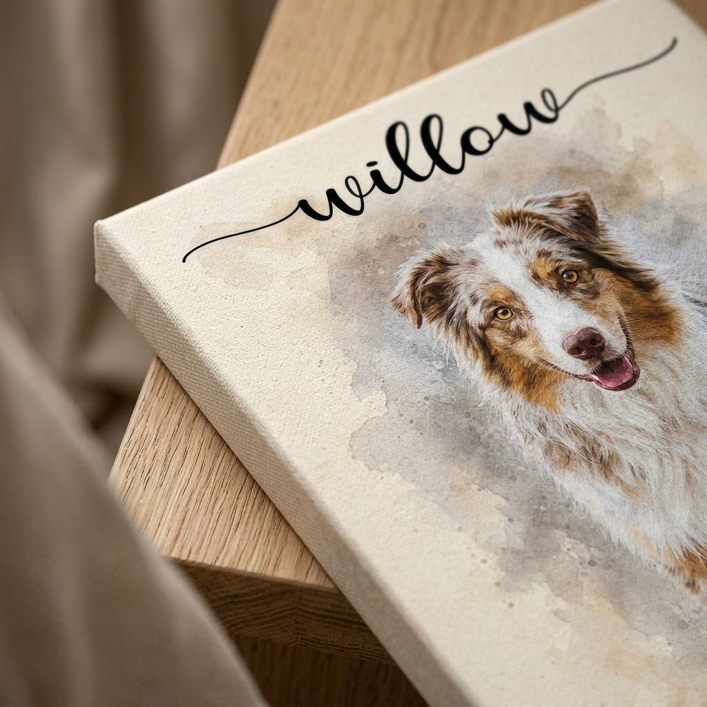 Personalized Dog Memorial Watercolor Portrait Wall Canvas, Custom Pet Photo Gift - Image 5