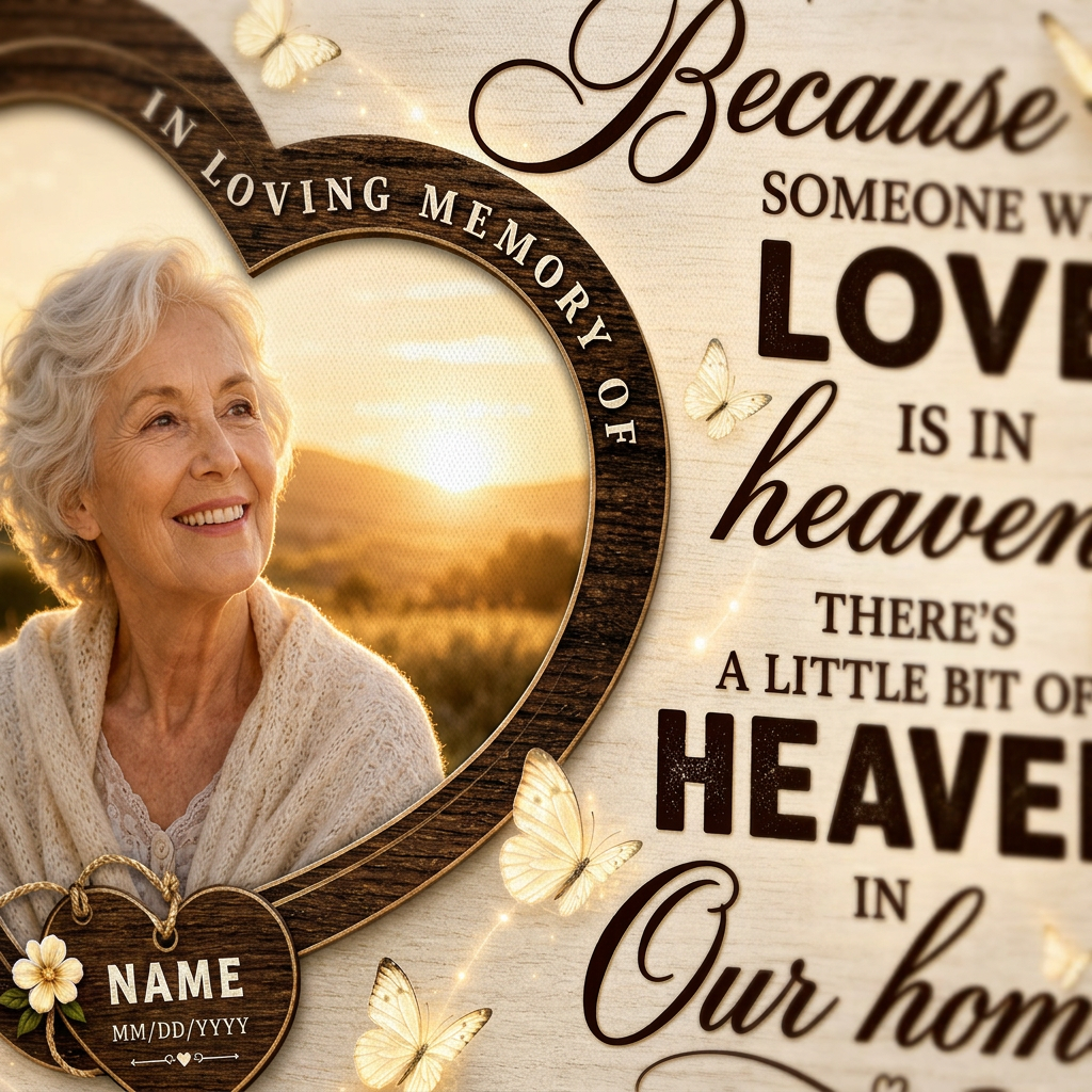 Personalized Memorial Wall Canvas In Loving Memory Heart Photo Sympathy Gift for Loss of Loved One - Image 5