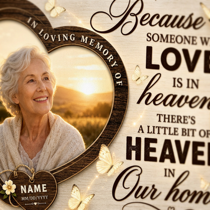 Personalized Memorial Wall Canvas In Loving Memory Heart Photo Sympathy Gift for Loss of Loved One - Image 5