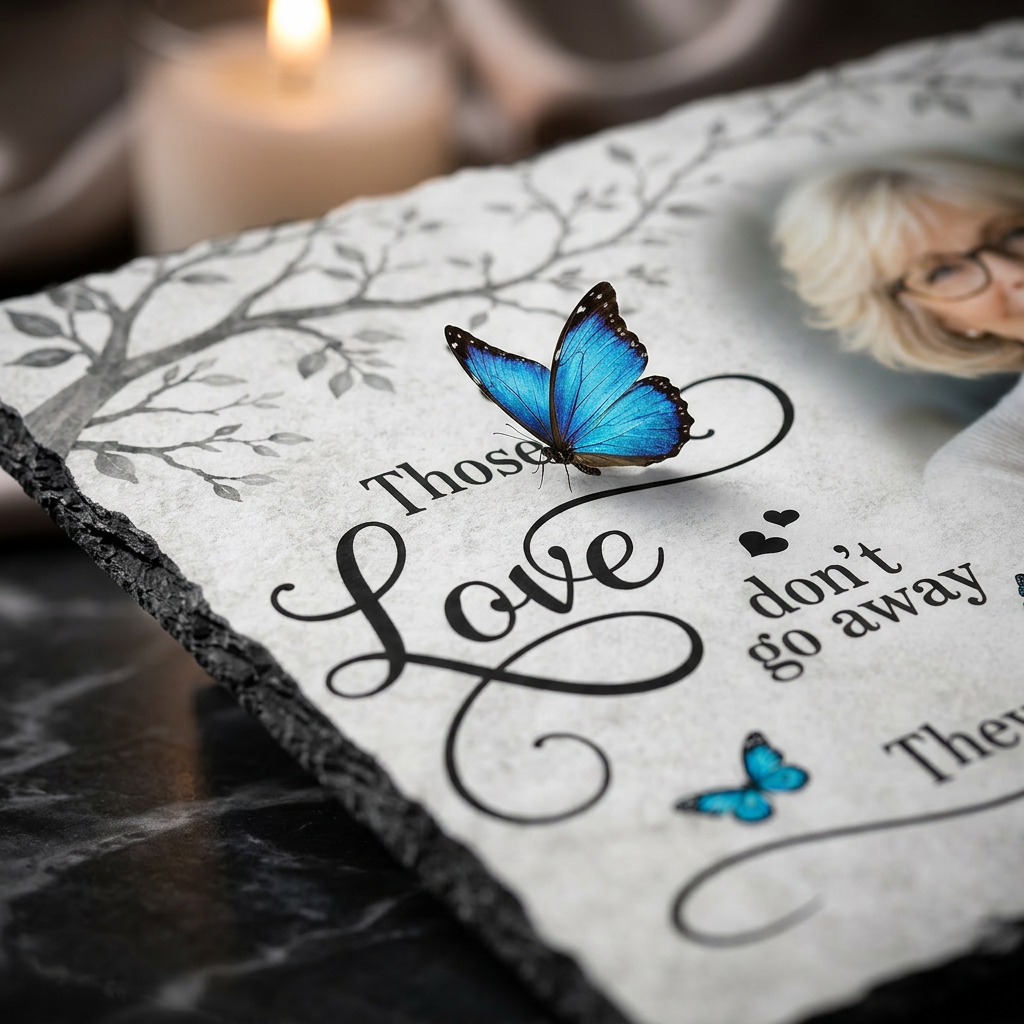 Personalized Memorial Garden Stone with Photo, Butterfly Sympathy Gift for Loved One - Image 5 | VNMGSREPR1-6IN-EHIEU_AI_0455 VNMGSREPR1-8IN-EHIEU_AI_0455