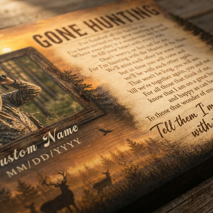 Personalized Gone Hunting Memorial Wall Canvas for Loss of a Hunter Outdoorsman Remembrance Gift - Image 5