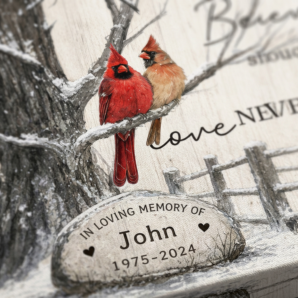 Personalized Cardinal Memorial Canvas Wall Art, Sympathy Gift for Loss of Loved One - Image 5