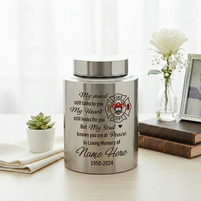 Personalized Firefighter Fireman UV Printed Stainless Steel Urns for Human Ashes Adult Custom Name Date First Responder Sympathy Tribute Memorial Keepsake Urn, Memorial Gift, In Loving Memory - Image 5