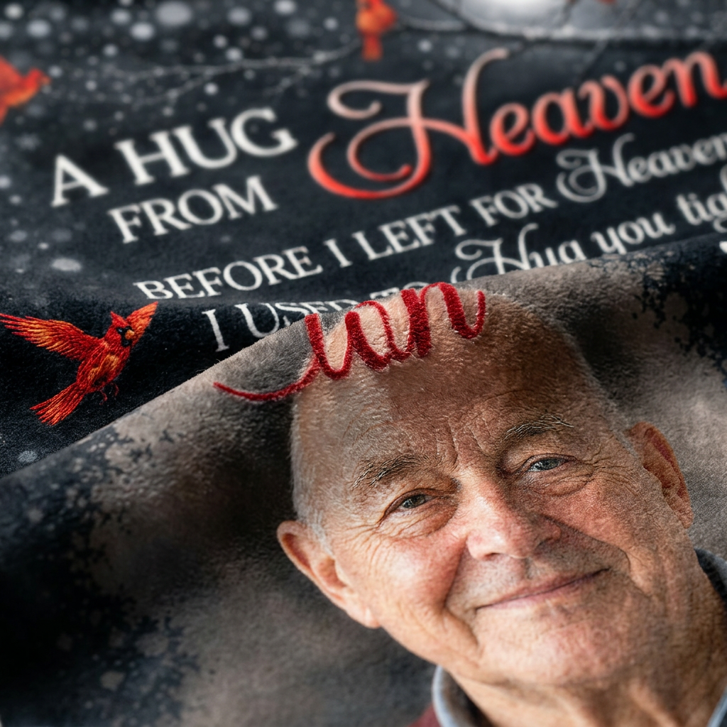 Personalized Cardinal Memorial Photo Fleece Blanket - A Hug From Heaven Sympathy Gift for Loss of Loved One - Image 5
