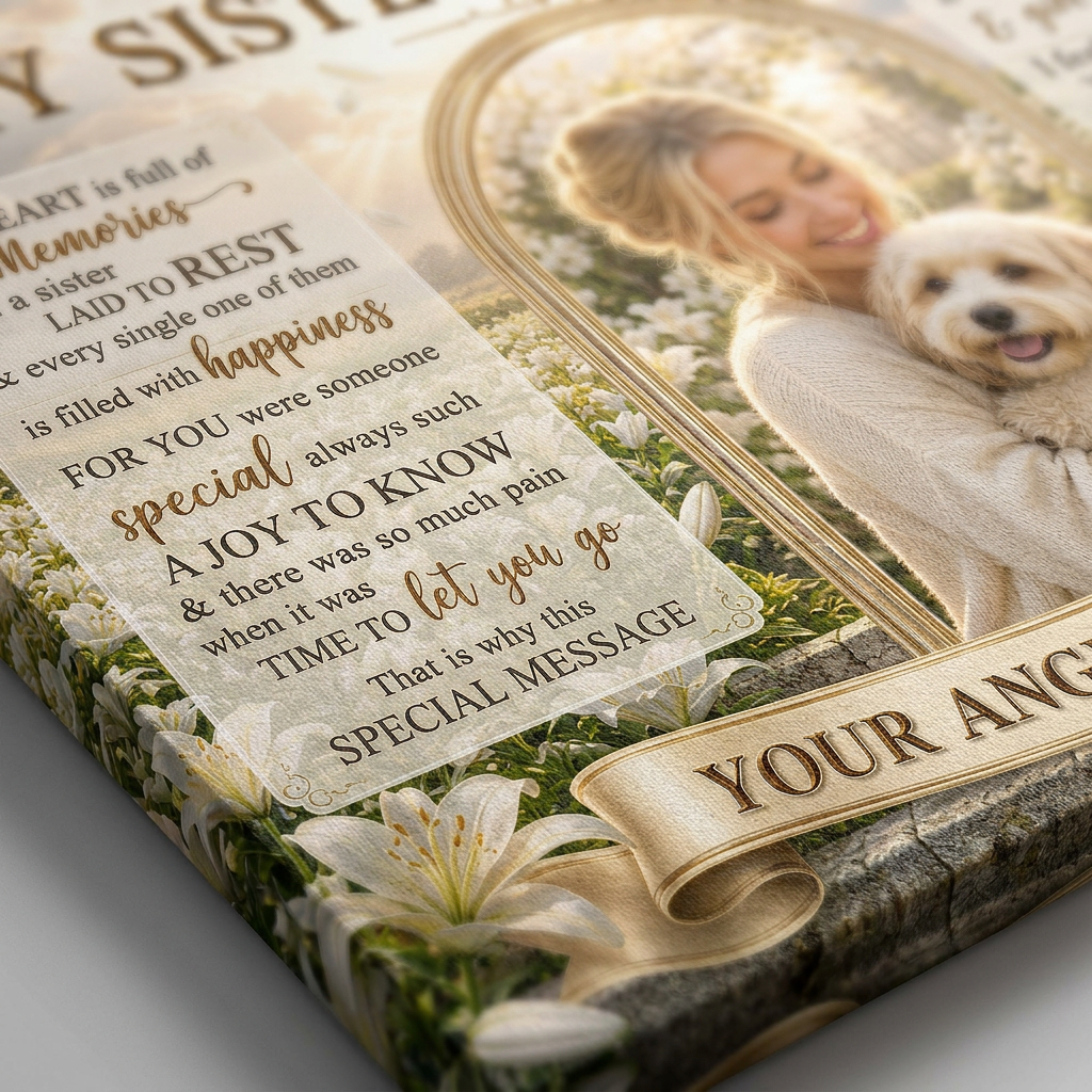 Personalized Sister Memorial Wall Canvas, My Sister In Heaven Photo Remembrance Gift - Image 5