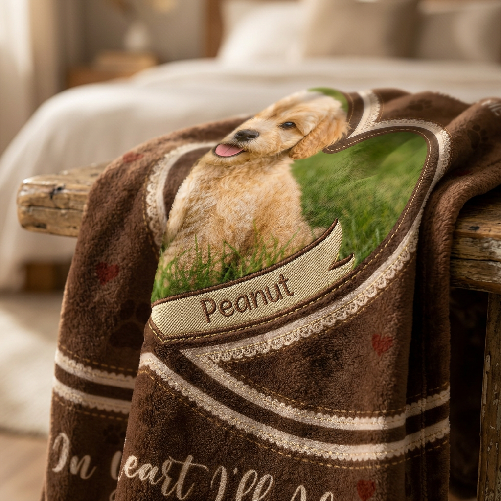 Personalized Pet Memorial Fleece Blanket with Photo, Dog Cat Loss Remembrance Keepsake Gift - Image 5