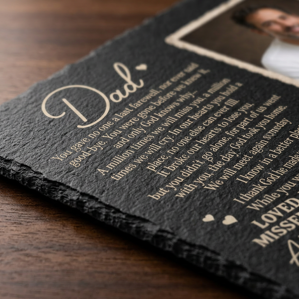 Personalized Dad Memorial Garden Stone – Rectangle Slate Gift for Loss of Father - Image 5 | VNMGSREPR1-6IN-EHIEU_AI_0476 VNMGSREPR1-8IN-EHIEU_AI_0476