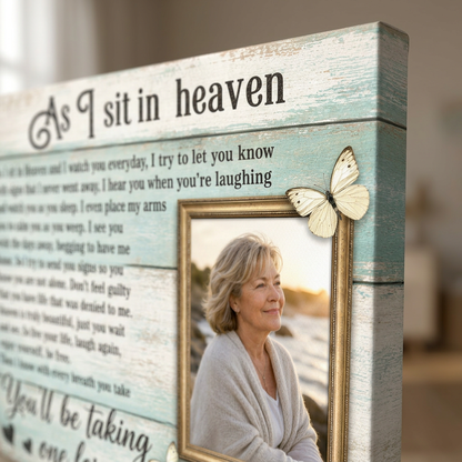 Personalized In Loving Memory Wall Canvas, As I Sit In Heaven Memorial Sympathy Gift for Loss - Image 5