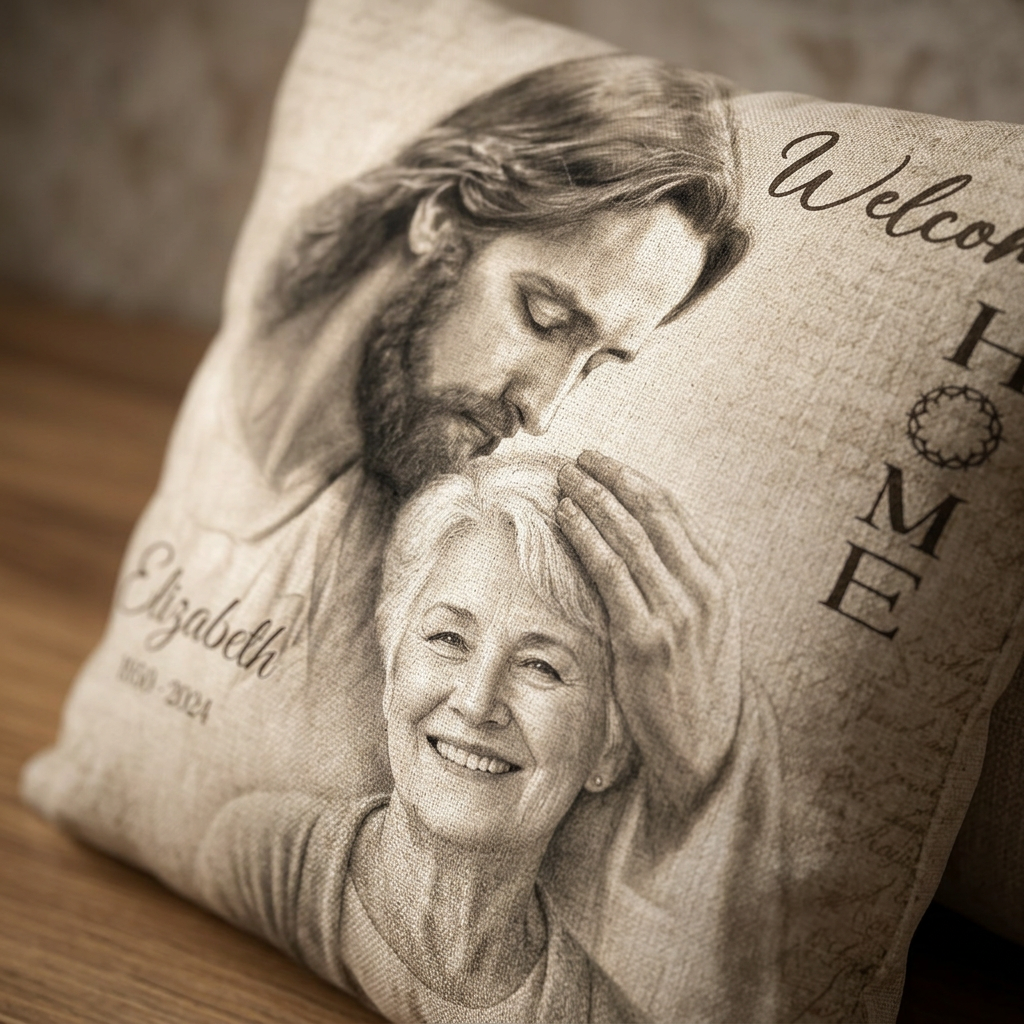 Personalized Memorial Photo Pillow - Christian Welcome Home Sympathy Gift for Family - Image 5
