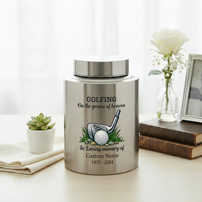 Personalized Golf Players Stainless Steel Cremation Urns For Human Ashes Adult Male Female On The Greens Of Heaven Funeral Small Large Memorial Keepsake Urn, Memorial Gift, In Loving Memory - Image 5