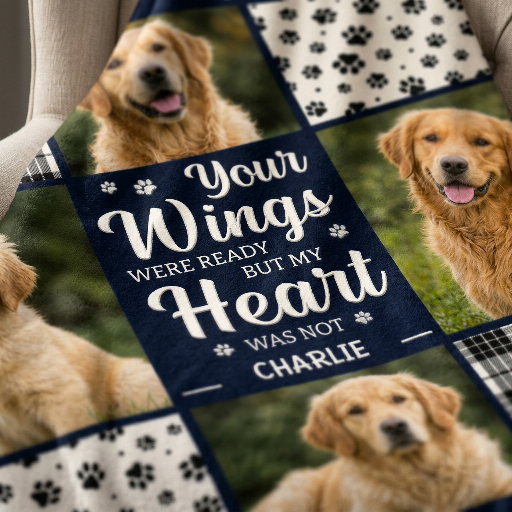 Personalized Dog Memorial Photo Fleece Blanket - Custom Pet Loss Remembrance Gift - Image 5