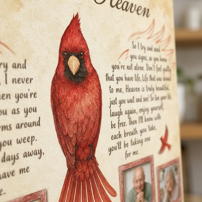 Personalized Cardinal Memorial Wall Canvas, As I Sit In Heaven Sympathy Gift For Loss Of Loved One - Image 5