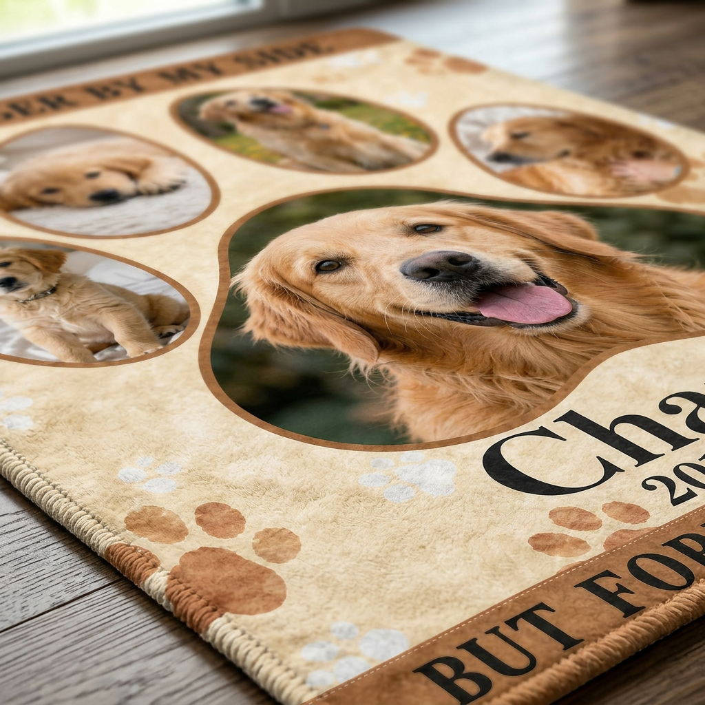 Personalized Pet Memorial Photo Fleece Blanket for Dog Loss - Paw Print Keepsake Gift - Image 5