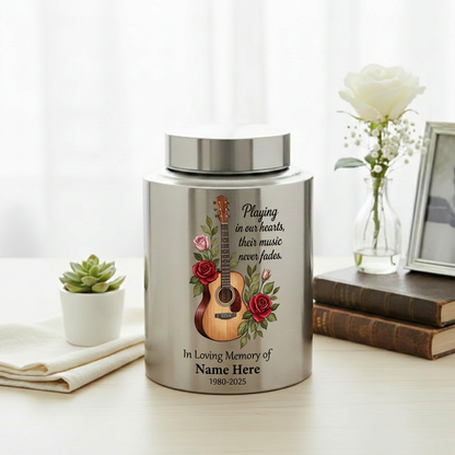 Personalized Guitar Music Lovers Stainless Steel Funeral Urn for Musician Adult Male Female Human Ashes Burial Container Silver Black Gold Red Memorial Keepsake Urn, Memorial Gift, In Loving Memory - Image 5