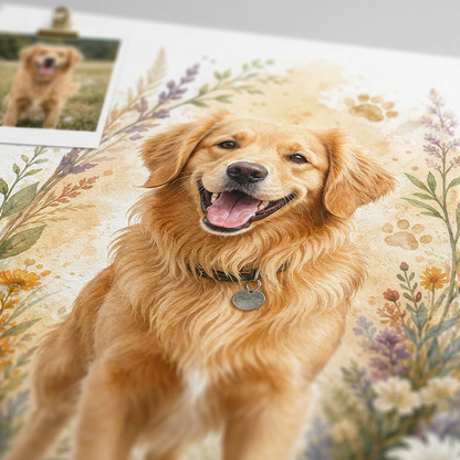Personalized Watercolor Pet Portrait Canvas Wall Art Dog Memorial Gift - Image 5
