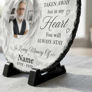 Personalized Angel Wings Memorial Garden Stone – Custom Photo Slate Plaque Bereavement Gift - Image 5